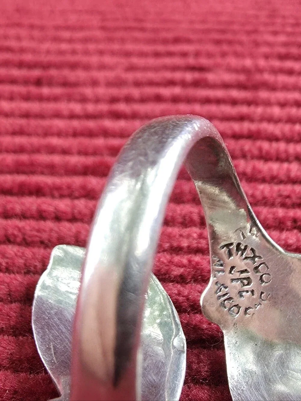 Taxco Vintage Crushed Turquoise Sterling Silver Bypass Ring 925 Size 7